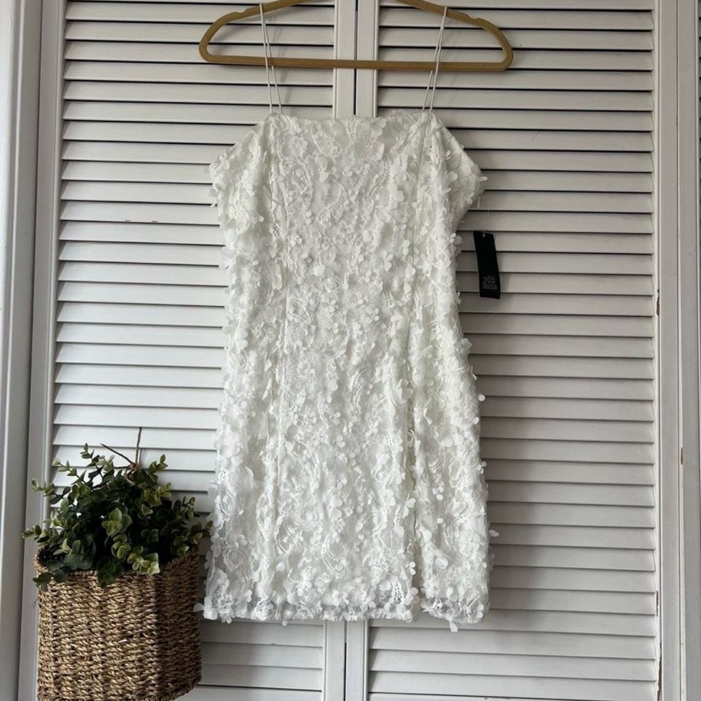 White Coquette flower lace dress size M